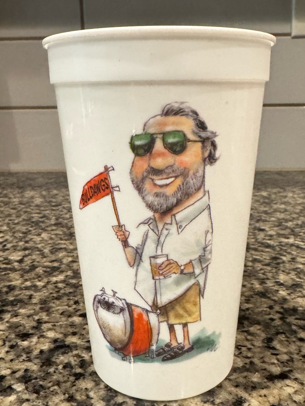 Vintage (2002) Georgia (UGA) Bulldogs Cup–Charlie English Art-“Pregame Players!”